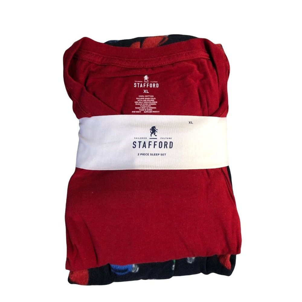 New Stafford Sleep Set‎ Men's 2 Piece Long Sleeve Christmas Lights XL